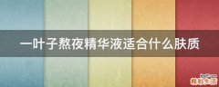 一叶子熬夜精华液适合什么肤质