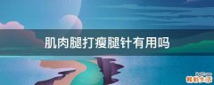 肌肉腿打瘦腿针有用吗