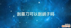 刮眉刀可以刮胡子吗