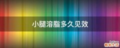 小腿溶脂多久见效
