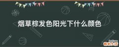 烟草棕发色阳光下什么颜色
