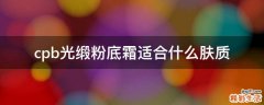 cpb光缎粉底霜适合什么肤质