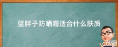 蓝胖子防晒霜适合什么肤质