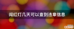 闯红灯几天可以查到违章信息