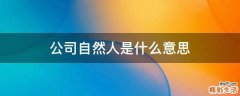 公司自然人是什么意思