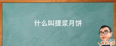 什么叫提浆月饼