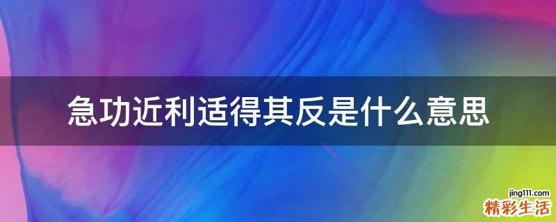 急功近利适得其反是什么意思