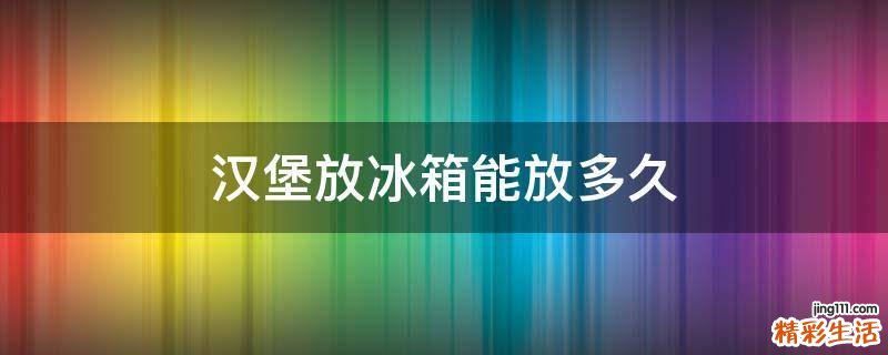 汉堡放冰箱能放多久