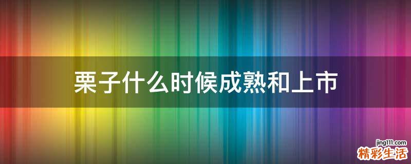 栗子什么时候成熟和上市