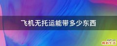 飞机无托运能带多少东西