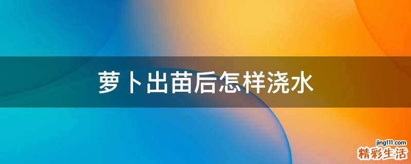 萝卜出苗后怎样浇水