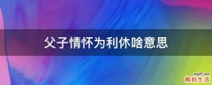 父子情怀为利休啥意思