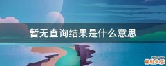暂无查询结果是什么意思