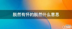 脱然有怀的脱然什么意思