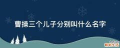 曹操三个儿子分别叫什么名字