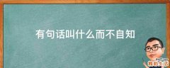 有句话叫什么而不自知