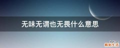 无味无谓也无畏什么意思