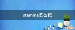 stamina怎么记