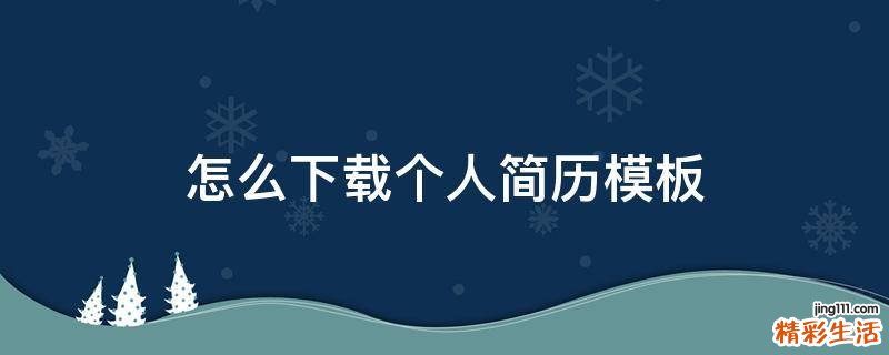 怎么下载个人简历模板