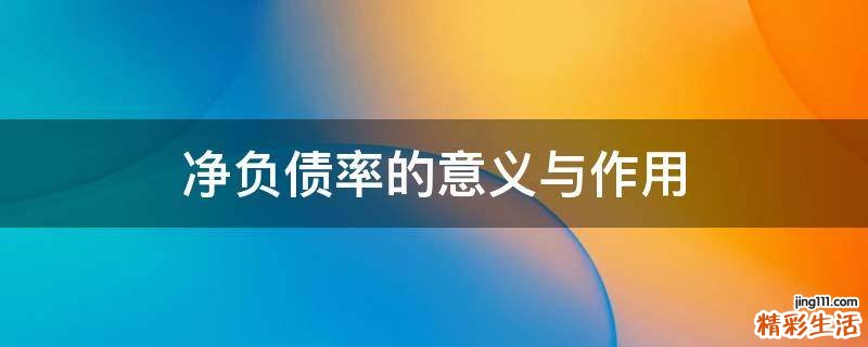 净负债率的意义与作用
