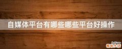 自媒体平台有哪些哪些平台好操作