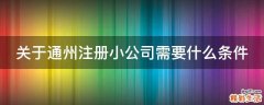 关于通州注册小公司需要什么条件