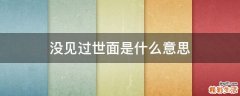 没见过世面是什么意思