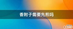 香附子需要先煎吗