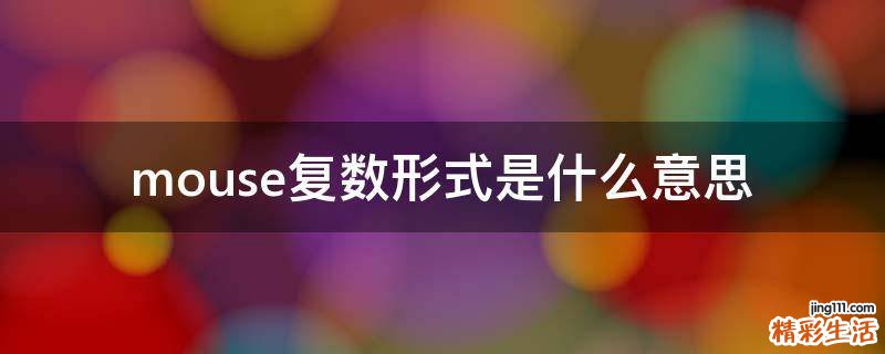 mouse复数形式是什么意思