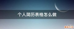 个人简历表格怎么做