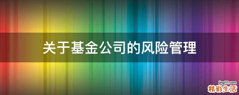 关于基金公司的风险管理