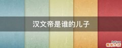 汉文帝是谁的儿子