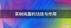 茶树纯露的功效与作用