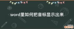word里如何把音标显示出来
