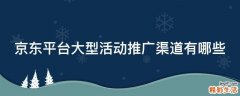 京东平台大型活动推广渠道有哪些