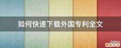 如何快速下载外国专利全文