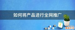 如何将产品进行全网推广