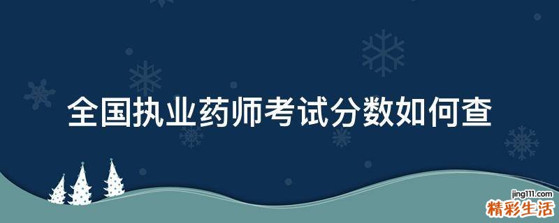 全国执业药师考试分数如何查
