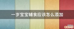 一岁宝宝辅食应该怎么添加