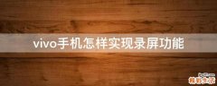 vivo手机怎样实现录屏功能