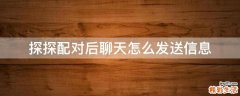 探探配对后聊天怎么发送信息