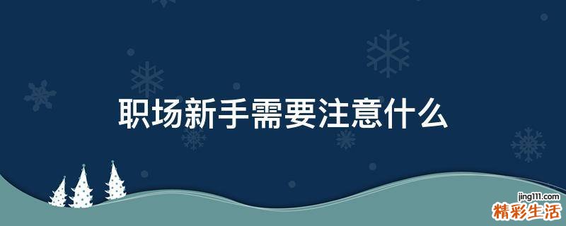 职场新手需要注意什么