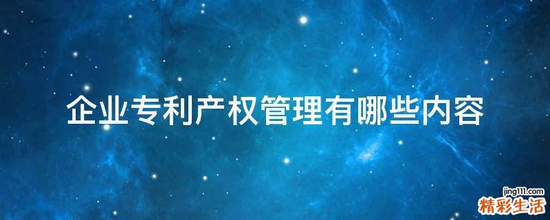 企业专利产权管理有哪些内容