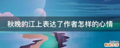秋晚的江上表达了作者怎样的心情