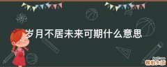 岁月不居未来可期什么意思