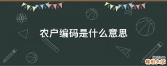 农户编码是什么意思