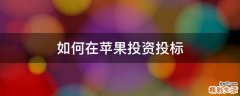 如何在苹果投资投标