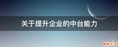 关于提升企业的中台能力