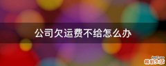 公司欠运费不给怎么办