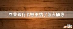 农业银行卡被冻结了怎么解冻